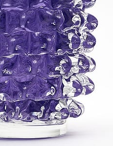 Italian Murano glass vase. This hand-blown piece has a striking purple color and is made with the rostrate technique.