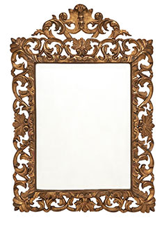 French antique gold leafed hand carved mirror