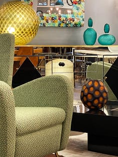 Colorful and Vibrant Furniture and Murano Glass. 