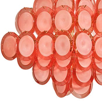 Italian Murano Glass Tangerine disc chandelier by Carlo Nason. Made on the Italian island of Murano. This chandelier features handcrafted incamiciato tangerine discs.