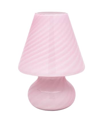 Glass lamp from the island of Murano. This hand-blown artful piece combines pink and white glass in a swirly dynamic. It has been newly wired to fit US standards. Perfect way to add color into your home.