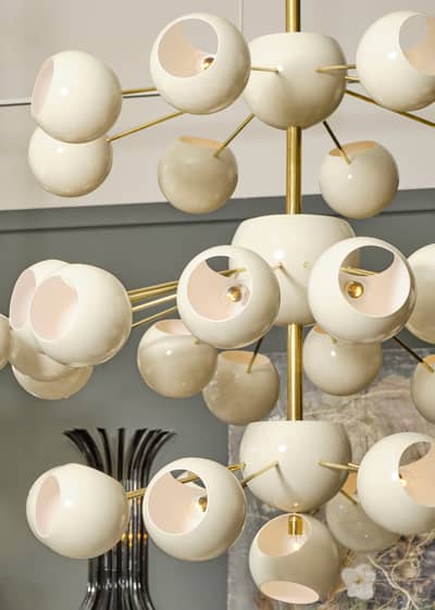 Italian grand modernist large scale white globe mid-century modern chandelier